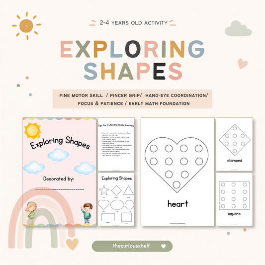 Exploring Shapes dot marker printable cover page for toddlers