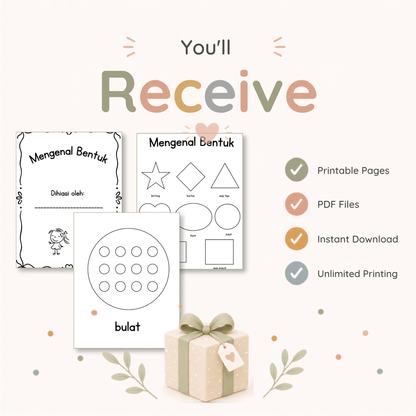 Mengenal Bentuk: Lembaran Kerja (Activity Sheeyt) Dot Marker Dot Sticker Bahasa Melayu untuk Kanak-Kanak (2-4 Tahun)