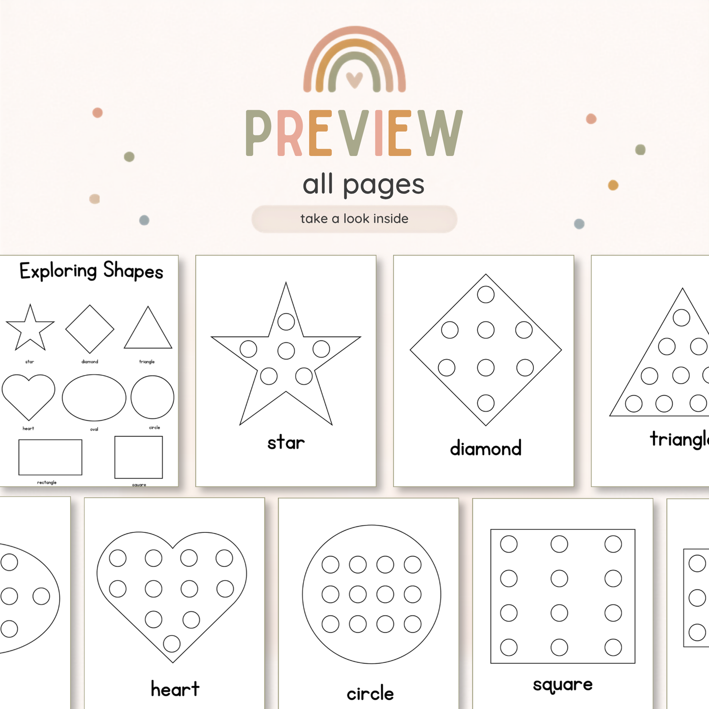 Star shape page with dot marker circles for toddler activity