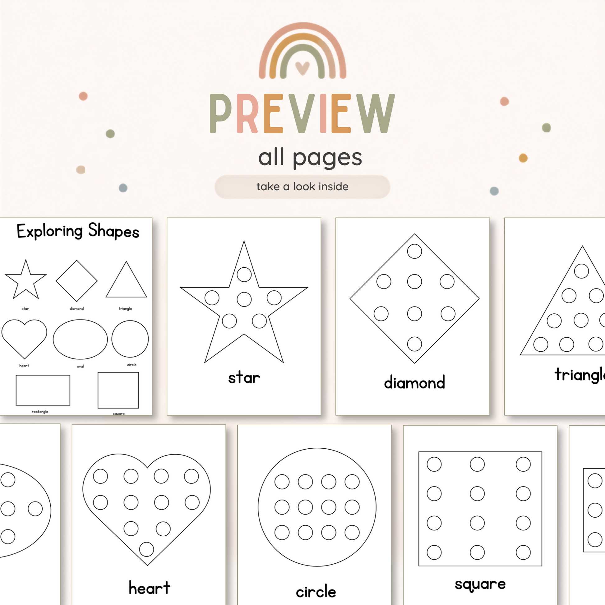 Star shape page with dot marker circles for toddler activity